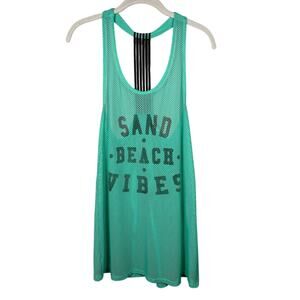 LIVE! Teal Mesh Racerback Sand Beach Vibes Swimsuit Coverup Women's Medium
